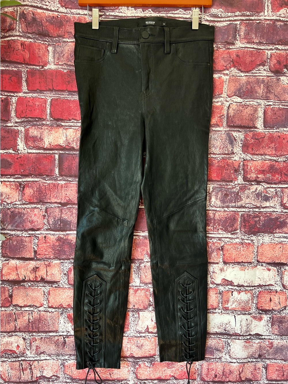 Hudson Jeans Nico Lace-Up Skinny Real Leather Pants